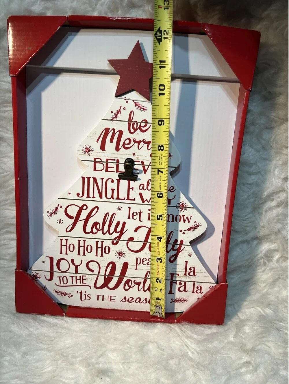 Malden Christmas Tree Holds A 4x6 Picture; Be Merry,  Believe, Joy To The World